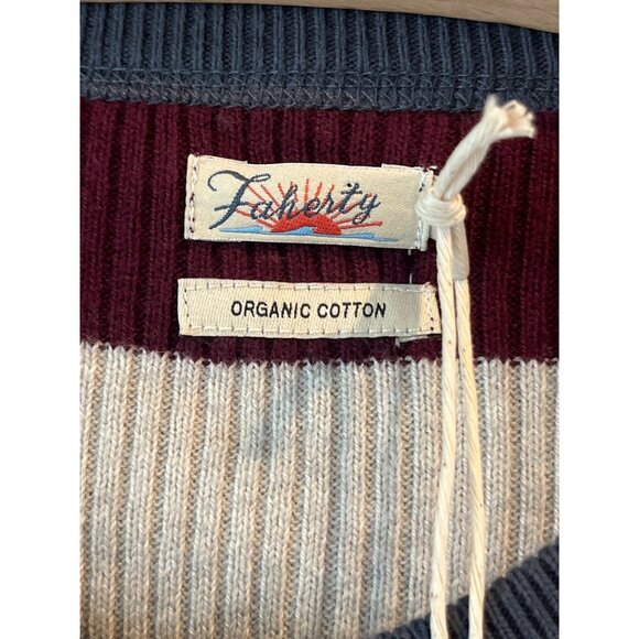 NWT Faherty Womens Mikki Henley Top XL Organic Cotton Colorblock Burgundy/Gray/W - Picture 5 of 8